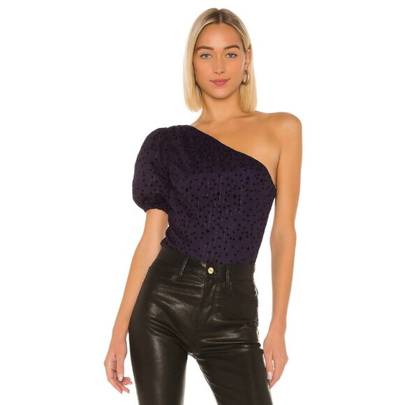 MAJORELLE Marcelo Top Midnight Purple Women's Small One Shoulder Stars Going Out - Picture 1 of 9
